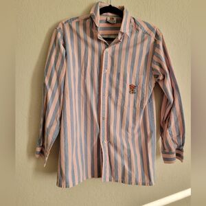 Vintage Carribean Breeze striped pink and blue button down | size 16